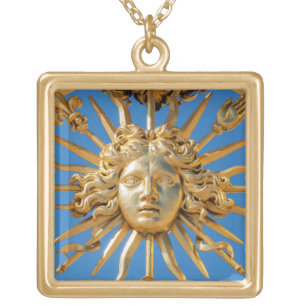 Sun King on Golden gate of Versailles castle Gold Plated Necklace