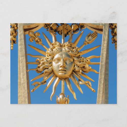 Sun King on Golden gate of Versailles castle Postcard