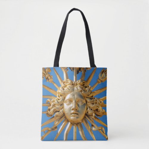Sun King on Golden gate of Versailles castle Tote Bag