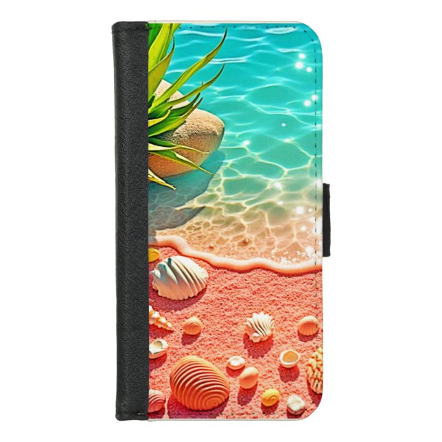 Sun-kissed Beach Shells Design iPhone Wallet Case (Front)