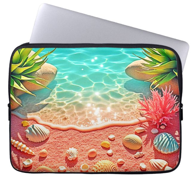 Sun-kissed Beach Shells Design Laptop Sleeve (Front)