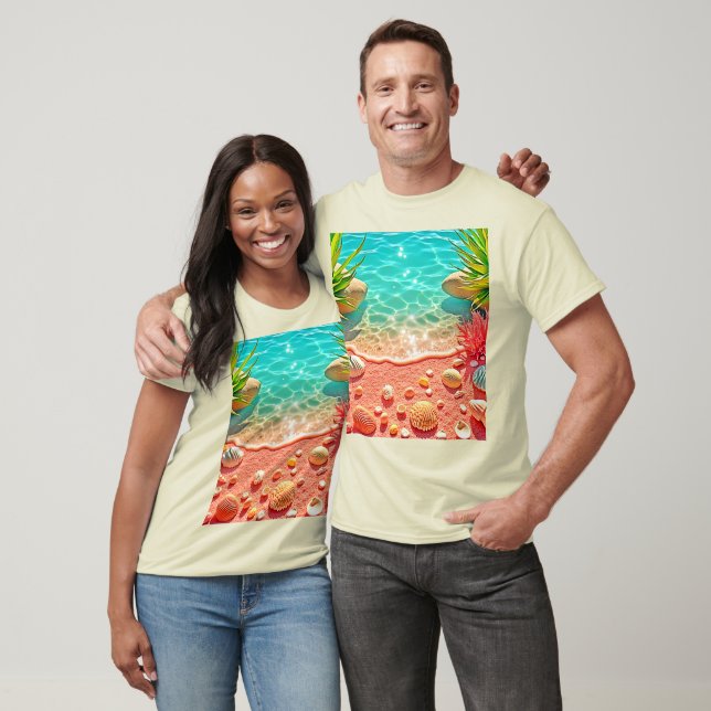 Sun-kissed Beach Shells Design T-Shirt (Unisex)