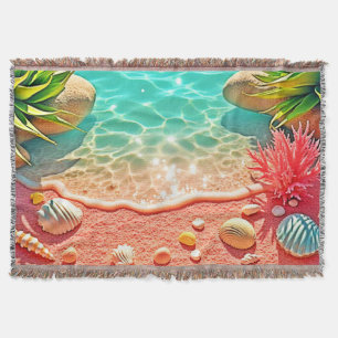 Sun-kissed Beach Shells Design Throw Blanket