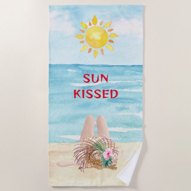 Sun Kissed Beach Towel with Sunbather (Front)
