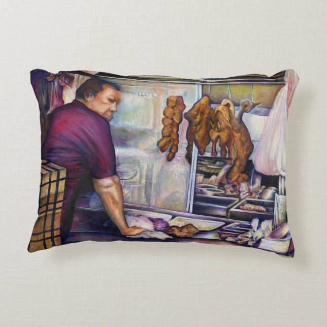 Sun-Kissed Chicken, Singapore Decorative Pillow (Back)