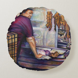 Sun-Kissed Chicken, Singapore Round Pillow