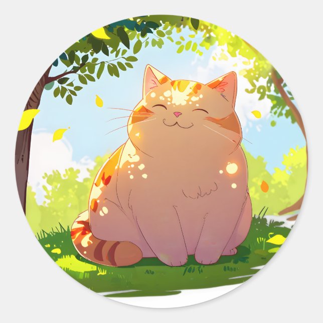 Sun-Kissed Chubby Cat Sticker (Front)