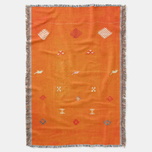 Sun-Kissed Comfort: Orange Boho Moroccan Throw Blanket