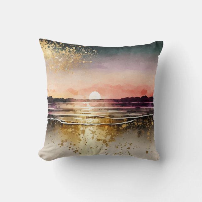 Sun-Kissed Dreamscape Throw Pillow (Front)