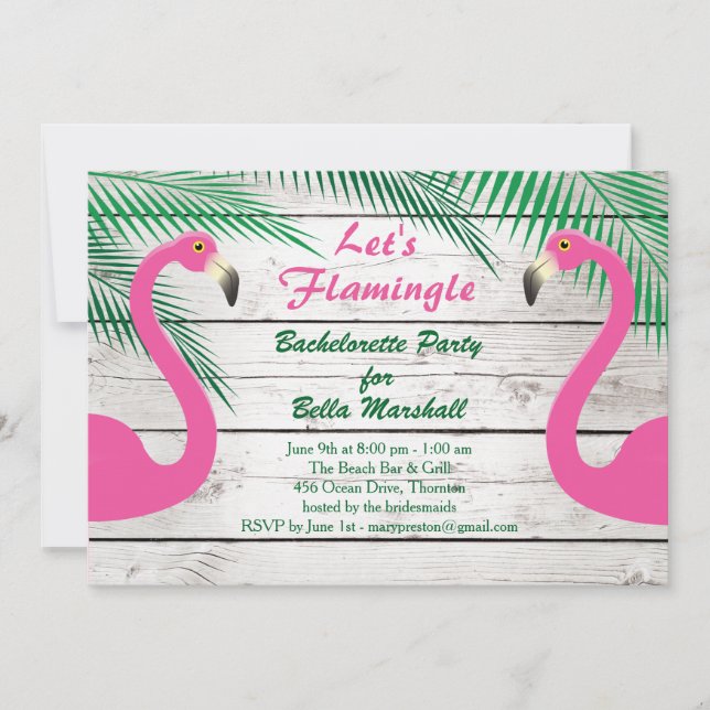 Sun Kissed Flamingo Bachelorette Party Invitation (Front)