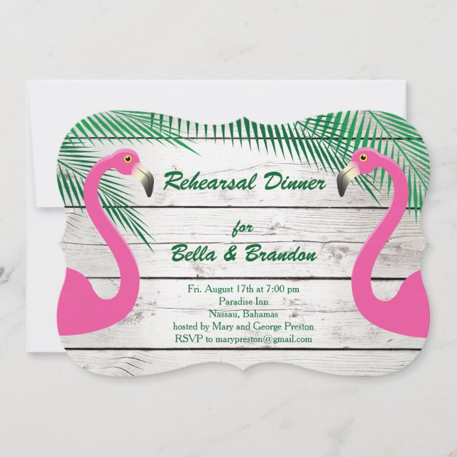 Sun Kissed Flamingo Rehearsal Dinner Invitation (Front)