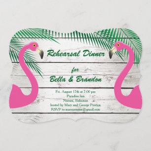 Sun Kissed Flamingo Rehearsal Dinner Invitation