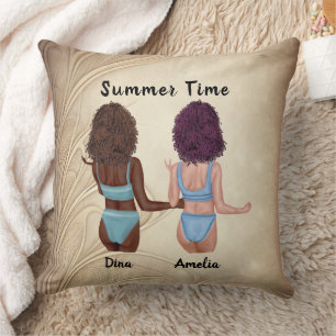 Sun Kissed Friendship: Summer Vibes with My Bestie Throw Pillow
