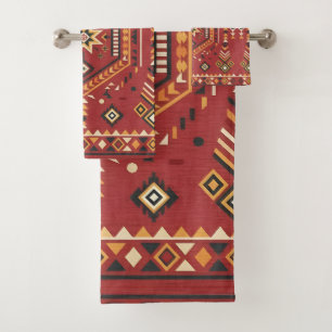 Sun-Kissed Hand-Drawn Moroccan Tribal Art Bath Towel Set