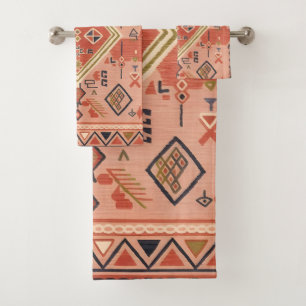 Sun-Kissed Hand-Drawn Moroccan Tribal Art Bath Towel Set