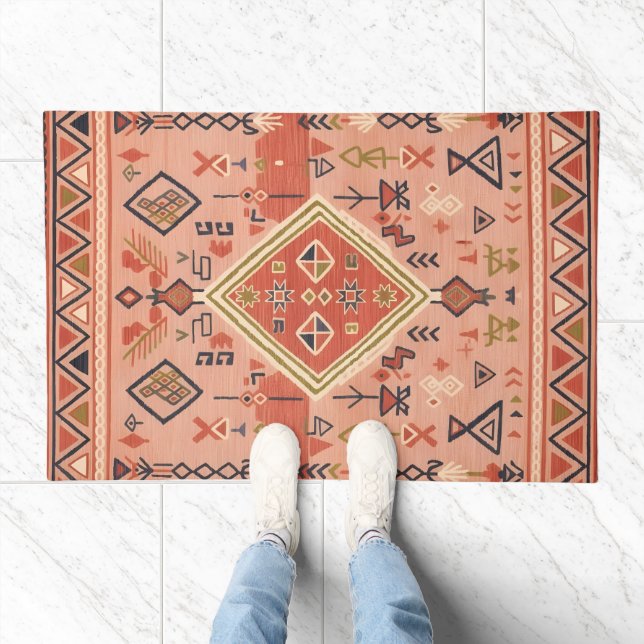 Sun-Kissed Hand-Drawn Moroccan Tribal Art Doormat (Indoor)
