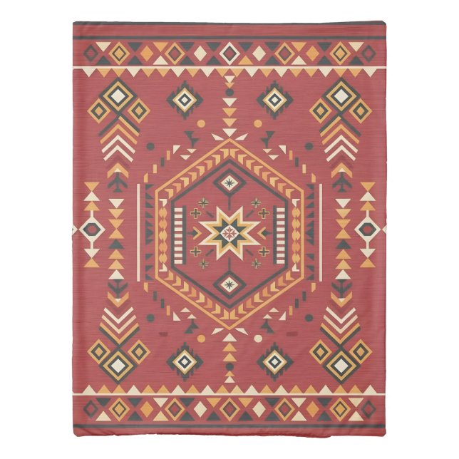 Sun-Kissed Hand-Drawn Moroccan Tribal Art Duvet Cover (Back)