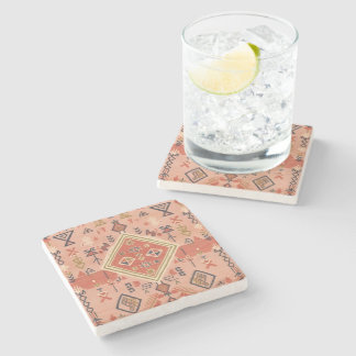 Sun-Kissed Hand-Drawn Moroccan Tribal Art Stone Coaster