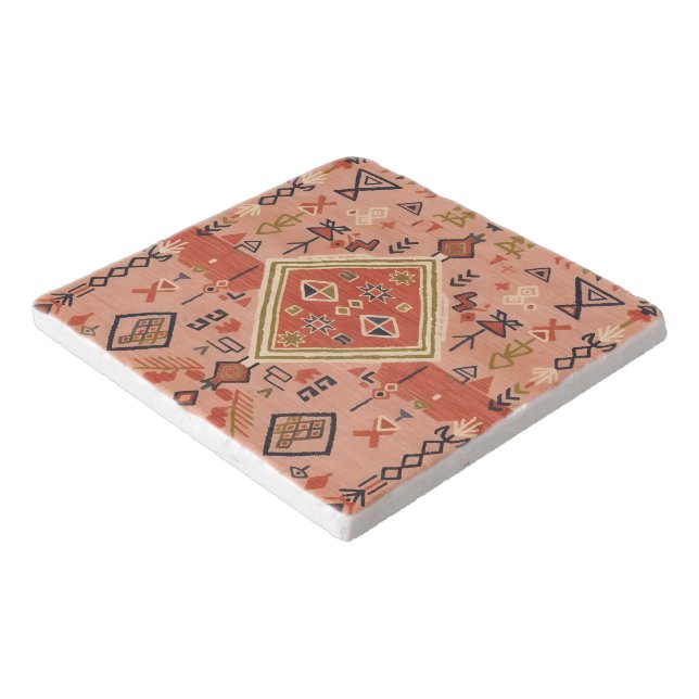 Sun-Kissed Hand-Drawn Moroccan Tribal Art Trivet (Corner)