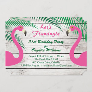 Sun Kissed Let's Flamingle 21st Birthday Party Invitation