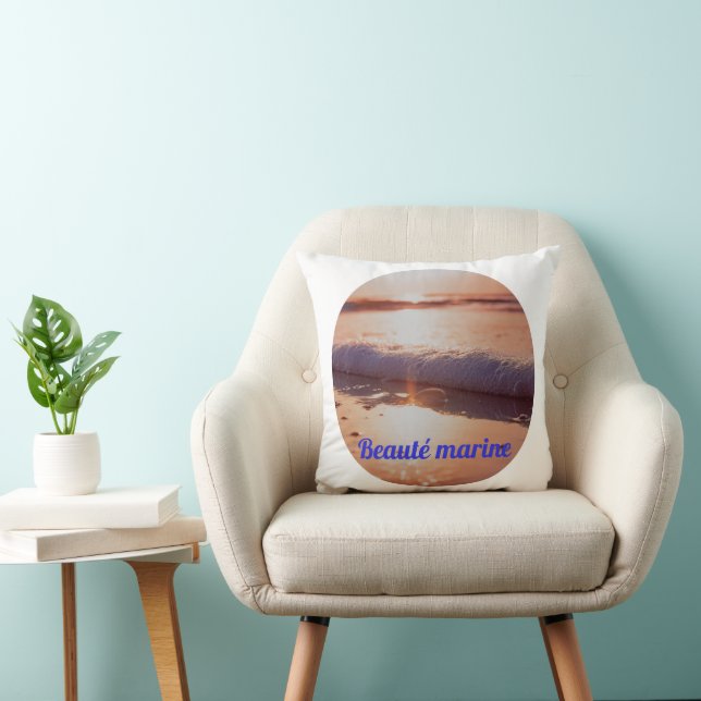 Sun-kissed marine beauty layer throw pillow (Chair)