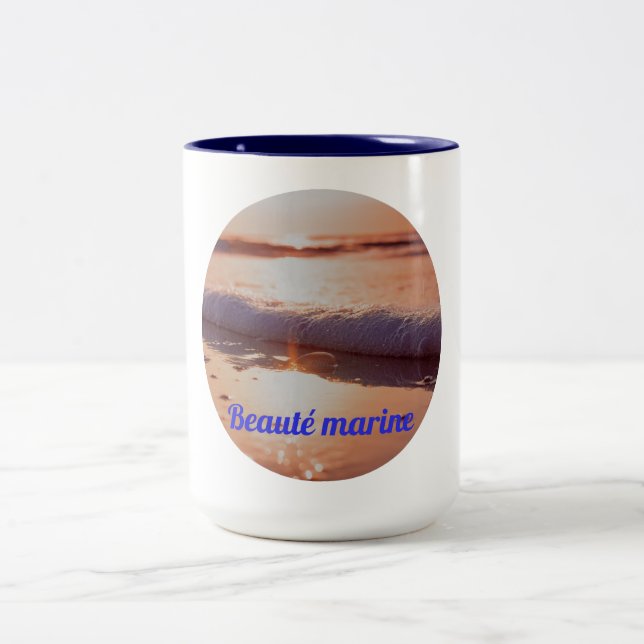 Sun-kissed marine beauty layer Two-Tone coffee mug (Center)