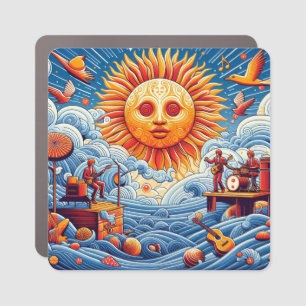 Sun-Kissed Ocean Jam: Vibrant Music Festival Art Car Magnet