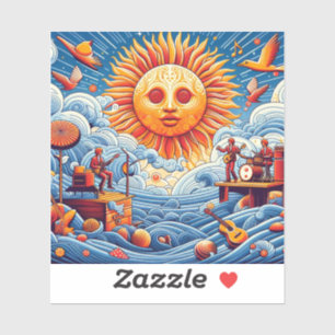 Sun-Kissed Ocean Jam: Vibrant Music Festival Art Sticker