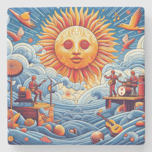 Sun-Kissed Ocean Jam: Vibrant Music Festival Art Stone Coaster