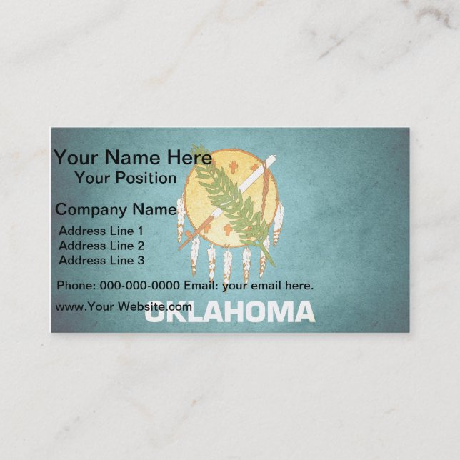 Sun kissed Oklahoma Flag Business Card (Front)