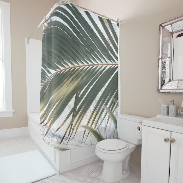 Sun Kissed Palm Leaf #1 #tropical #wall #art Shower Curtain (In Situ)