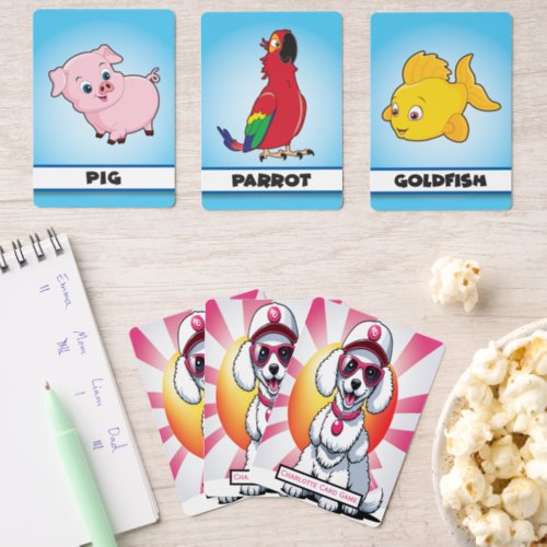 Sun_Kissed Poodle In Pink Monogram Kids Match Game Matching Game Cards