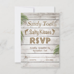 Sun Kissed Sandy Toes Salty Kisses RSVP Card