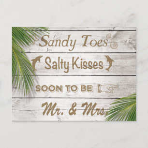 Sun Kissed Sandy Toes Salty Kisses Save the Date Announcement Postcard