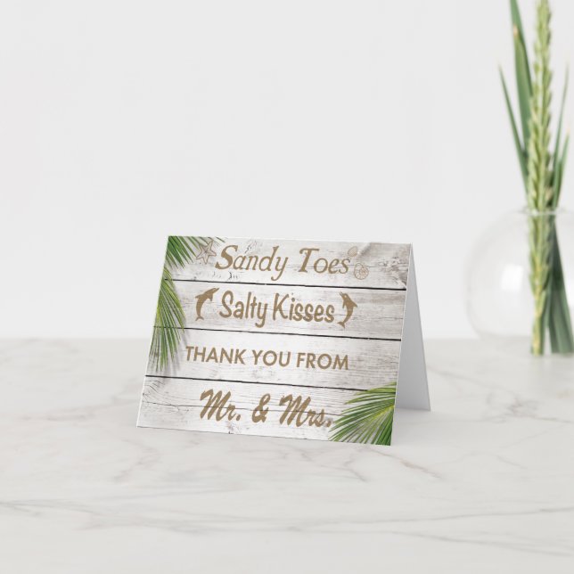 Sun Kissed Sandy Toes Salty Kisses Thank You Card (Front)