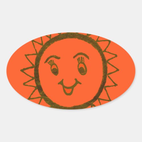 Sun_Kissed Smiles Unveiling Awesome Sunshine Face Oval Sticker