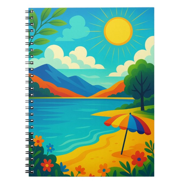 Sun-Kissed Summer Landscape – DreamVerse7 Scenic A Notebook (Front)
