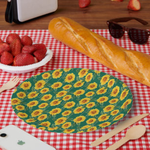 Sun-Kissed Sunflower Delight – Seamless Floral Paper Plates