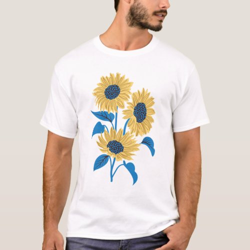 Sun_kissed sunflowers  yellow flower sage leaves T_Shirt