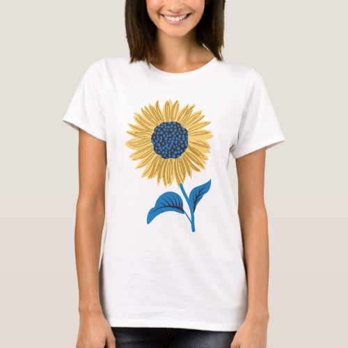 Sun_kissed sunflowers  yellow flower sage leaves T_Shirt