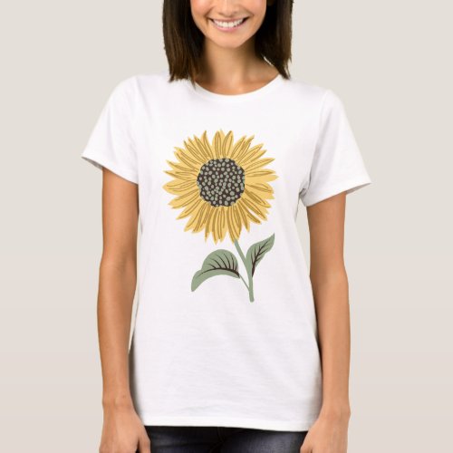 Sun_kissed sunflowers  yellow flower sage leaves T_Shirt