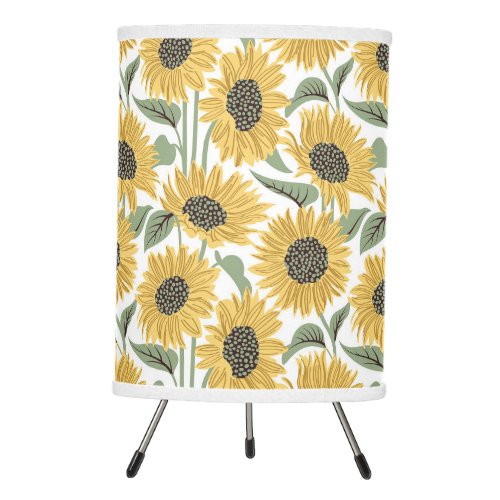 Sun_kissed sunflowers  yellow flower sage leaves tripod lamp