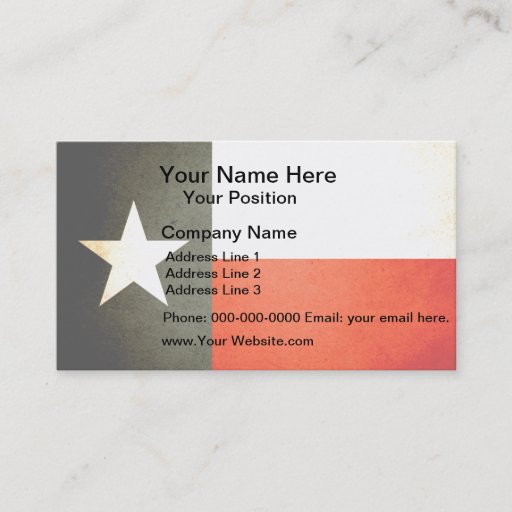 Customizable Sun kissed Texas Flag Business Card Template