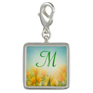 Sun Kissed Yellow Tulips Monogram Charm