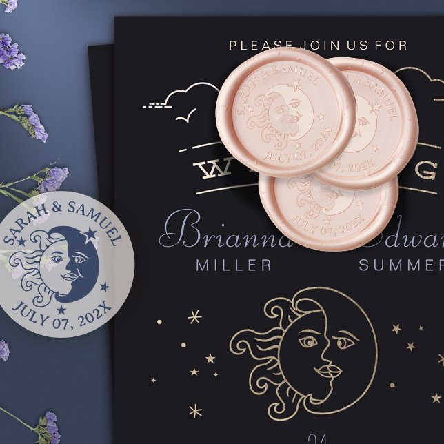 Sun kisses Moon Wedding Save The Date Wax Seal Stamp (Creator Uploaded)