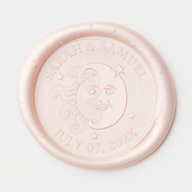 Sun kisses Moon Wedding Save The Date Wax Seal Wax Seal Sticker (Front)