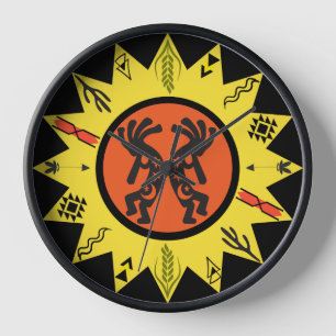 Sun Kokopelli Arizona Native American Clock