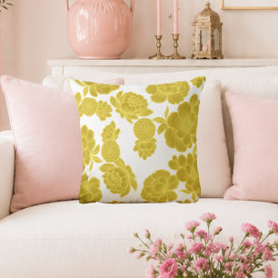 Sun Light 💛 Elegant Yellow Floral Throw Pillow