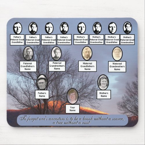 Sun Lit Mountain Family Tree Photos Ancestor Quote Mouse Pad