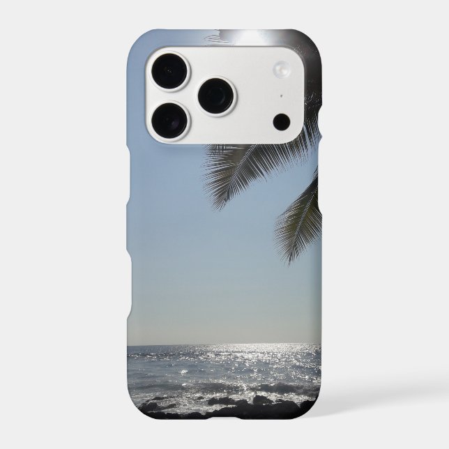 Sun lit Palm Tree Ocean   Iphone Case (Back)